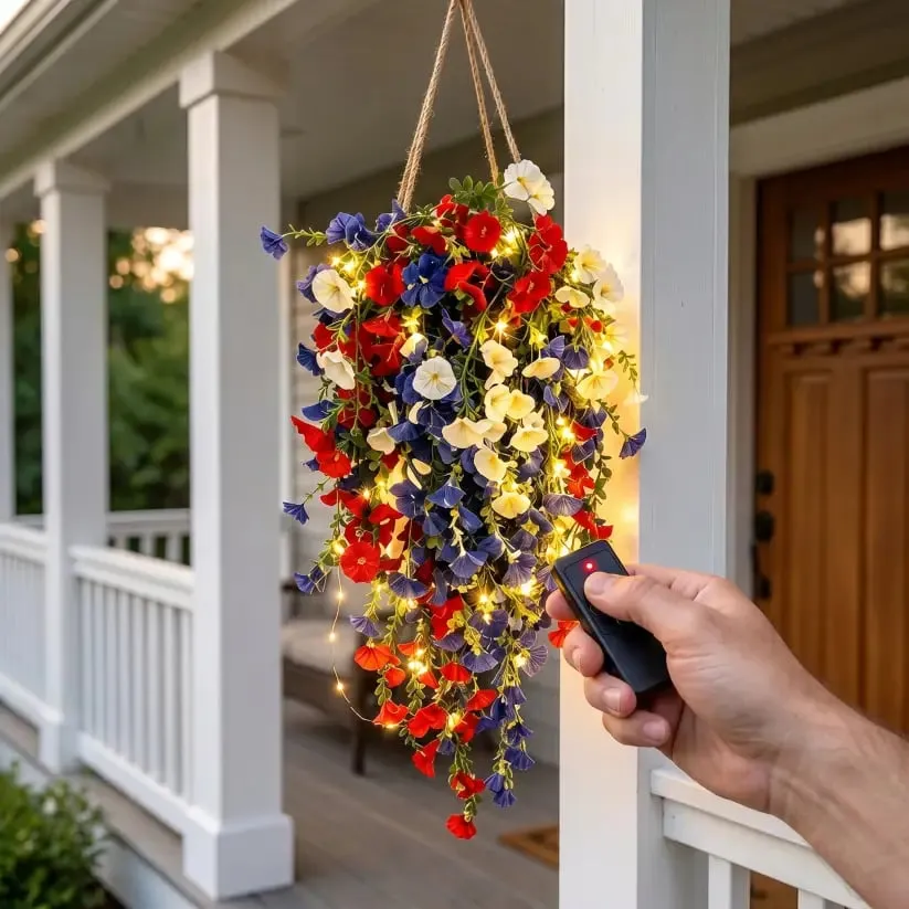 ✨✨🇺🇸 Celebrate the 250th anniversary of the United States with patriotic-style hanging bouquets