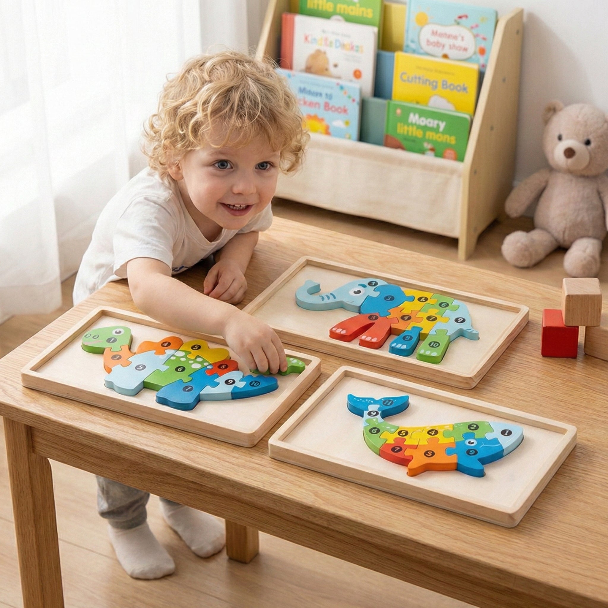 Wooden 3D Number Puzzle Set