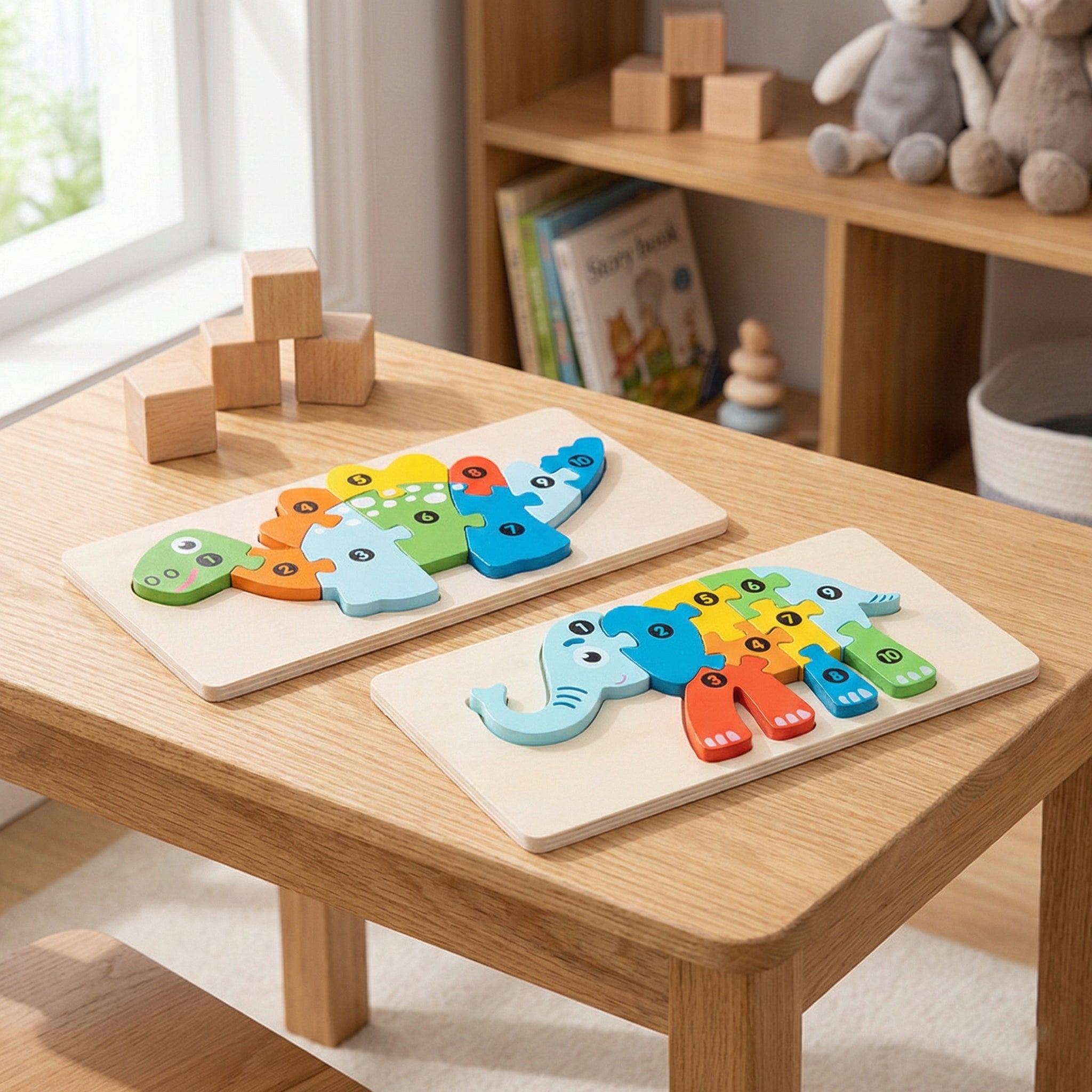 Wooden 3D Number Puzzle Set
